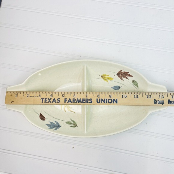 MCM Vtg 1954-1958 Franciscan Autumn Leaf Oval Divided Serving Relish Dish USA - Picture 6 of 7